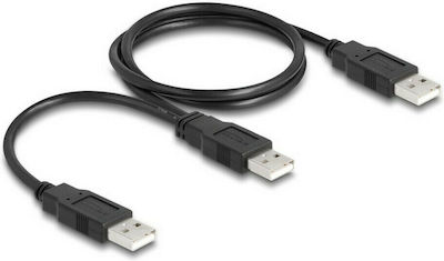 DeLock USB 2.0 Cablu USB-A de sex masculin - USB-A de sex masculin Negru 0.7m 80000