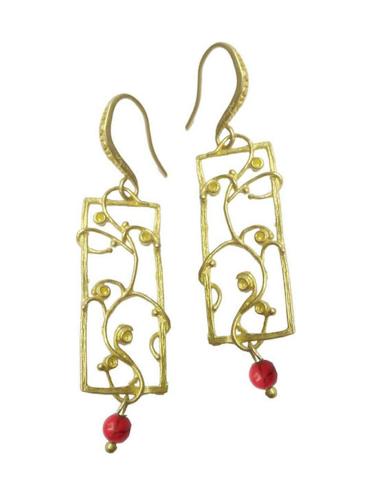 Earrings Pendants Gold Plated with Stones