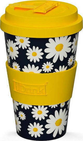 Total Gift Daisy Чаша от бамбук с капак, черна, 435 ml