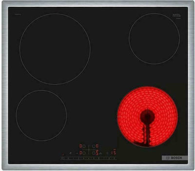 Bosch PKE645FP2E Keramik-Kochfeld autonom Edelstahl mit Kindersicherung 58.3x51.3εκ.