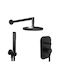 La Torre New Tech 809-400 Built-in Mixer, Hand Shower & Shower Head Set for Shower 2 Exits Black Matt