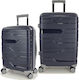 Playbags Βαλίτσες Ταξιδιού Σκληρές Navy Μπλε Μέγιστου Ύψους 65εκ. με 4 Ρόδες Σετ 2τμχ
