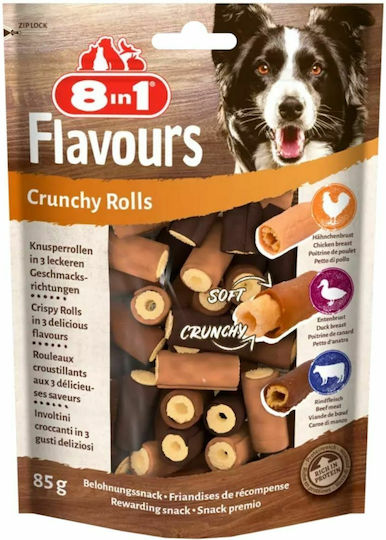 8in1 Flavours Crunchy Rolls Dog Treat with Chicken and Calf 85gr 55055084