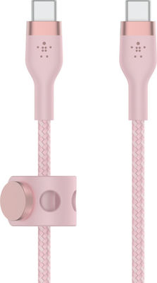 Belkin BoostCharge Flex Pro Braided USB 2.0 Cable USB-C male - USB-C male Ροζ 2m (CAB011bt2MPK)