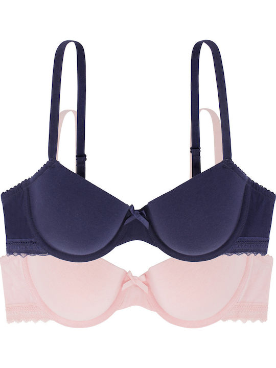 Pink/Blue Σουτιέν με Ελαφριά Ενίσχυση & Μπανέλες 2Pack