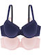 Demi Curves Bra with Light Padding Underwire Pink/Blue
