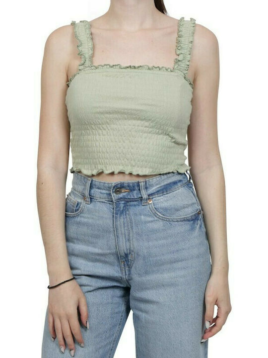 Vero Moda Women's Summer Crop Top Cotton Sleeveless Mint