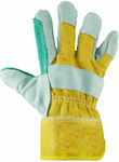 AMD041-6555 Gloves for Work Yellow Leather-Cotton Dermatopanina