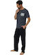 Sexen Men's Summer Cotton Pajamas Set Navy Blue