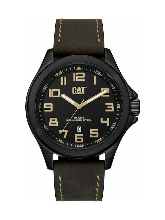 CAT Watch Battery with Brown Leather Strap