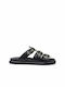 Cult Leather Women's Flat Sandals In Black Colour