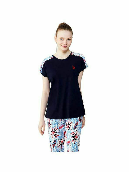 U.S. Polo Assn. Summer Women's Pyjama Set Cotton Navy Blue