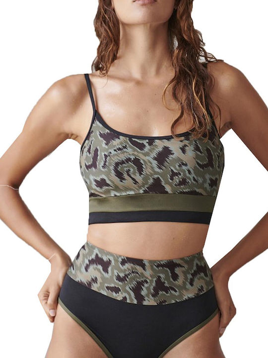 Blu4u Bikini Slip Hohe Taille Khaki