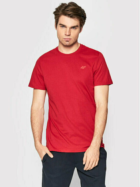 4F Herren T-Shirt Kurzarm Rot