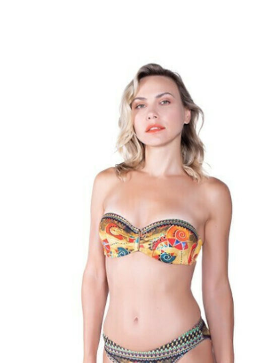 Strapless Bikinioberteil D Becher Blumen