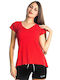 Paco & Co Women's T-shirt with V Neck Red