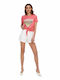 Only Lucy Damen T-shirt Coral