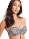 Erka Mare Strapless Bikini Top με Ενίσχυση Floral Μπλε