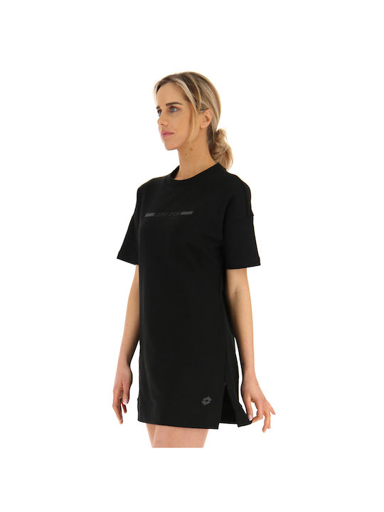 Lotto Dinamico W Vi Καλοκαιρινό Mini Αθλητικό Φόρεμα T-shirt Κοντομάνικο Μαύρο