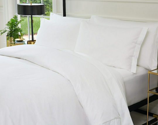 Blanc de Blanc MK Solid Plain Σεντόνι Ξενοδοχείου Λευκό King Size 295x320εκ. Βαμβακερό