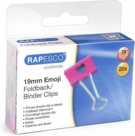 Rapesco Cleme Metalice Heart 19mm Roz 20buc