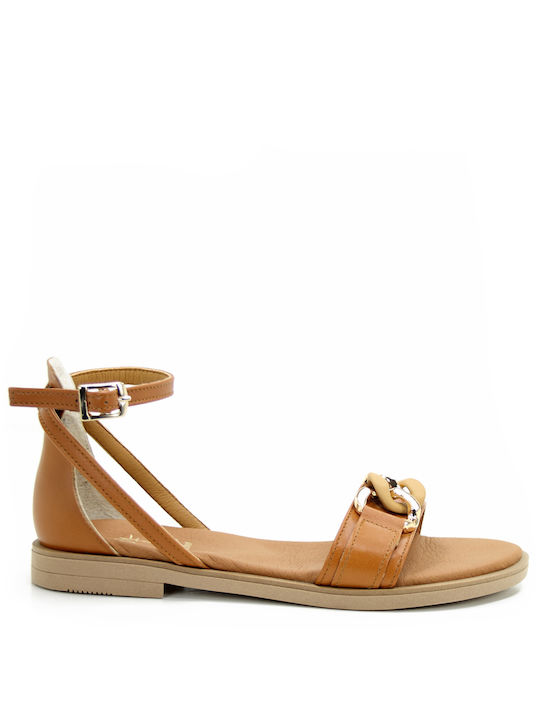 Mariella Fabiani Damen Flache Sandalen mit Riemen in Tabac Braun Farbe