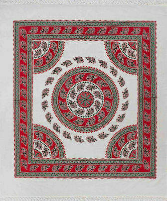 Pestemal Beach Towel Pareo Red with Fringes 240x220cm.