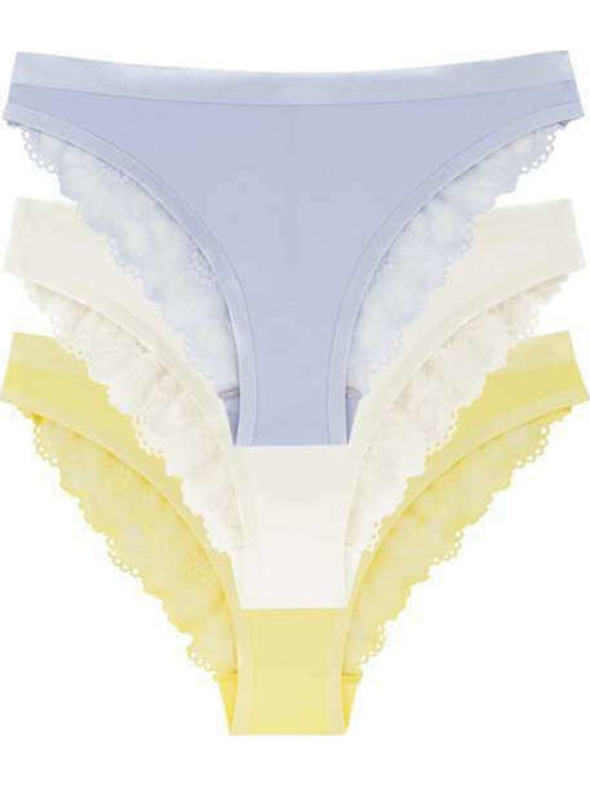 Leah Дамско Слип 3Pack с дантела Lilac/White/Yellow