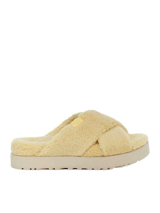 UGG Fuzz Sugar Зимни Дамски Чехли Жълти