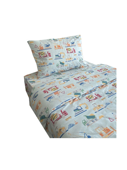 Astron Italy Building Set Kids Duvet Cover Single with Pillowcase Cotton Multicolored 165x250cm