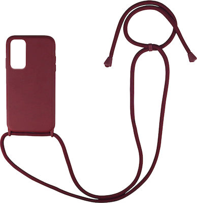 Sonique Carryhang Coperta din spate Silicon 0.5mm cu Brățară Burgundia (Redmi Note 11 / 11S 4G)