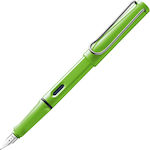 Lamy Safari Peniță de Caligrafie Fine Verde din Plastic cu Albastru Cerneală