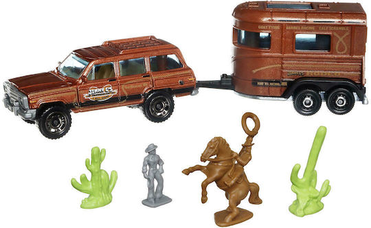 Mattel Matchbox Hitch & Haul 1988 Jeep Wagoneer & Remorcă Pony Mașinuță 1:64 pentru 3+ Ani