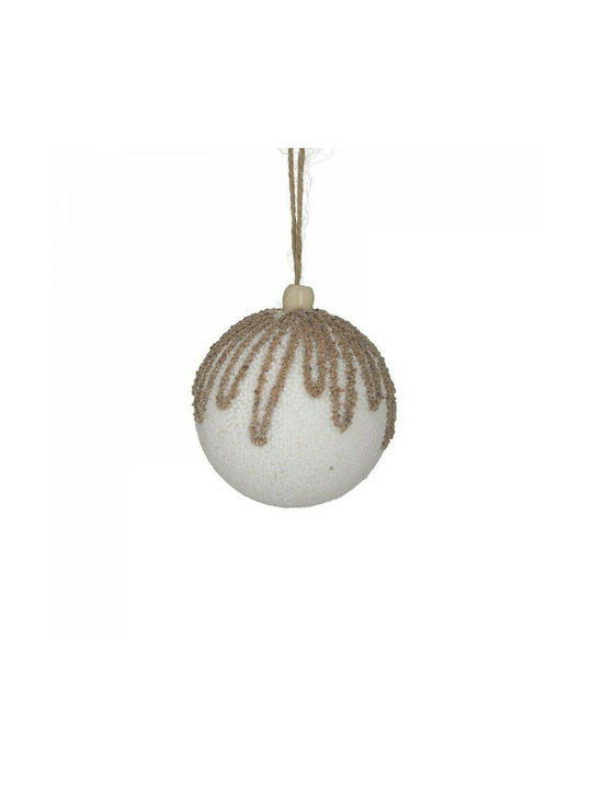 Hängendes Kugel Ornament Ornament Kunststoff Weiß 8cm Set 6Stück