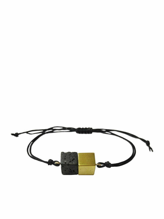 Tatu Moyo Men's Bracelet Macrame made of Cord with Lava Stones