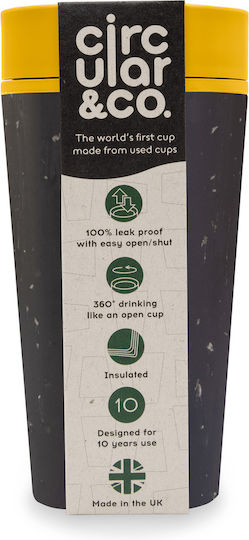 rCUP AS02.BEM.08 Circular & Co Κούπα από Ανακυκλωμένο Χαρτί Black and Electric Mustard 227ml
