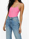 Only Women's Summer Crop Top Cotton with Straps Pink