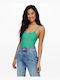 Only Women's Summer Crop Top Cotton with Straps Marine Green