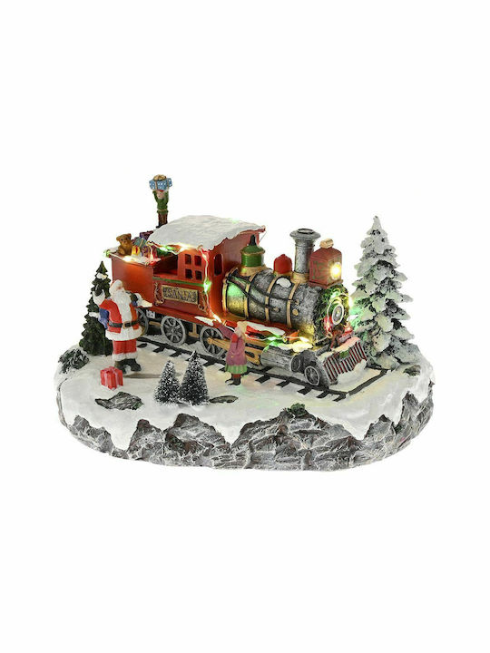 Iliadis Christmas Illuminated Decorative House with Electric with Music and Movement 28x20x16cm. Santa Claus train