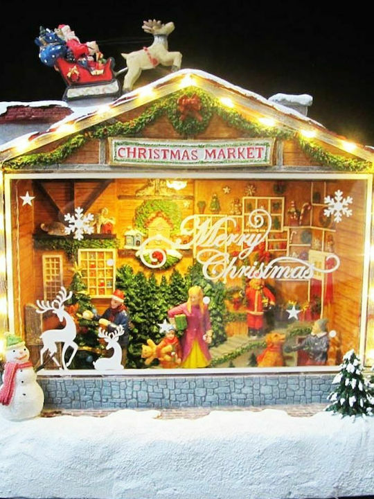Iliadis Christmas Illuminated Decorative Village with Electric with Music and Movement 27x27x15cm. Christmas Market