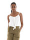 Only Women's Summer Crop Top Linen with Straps White