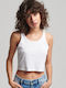 Superdry Ovin Vintage Damen Sportliches Crop Top Ärmellos Weiß