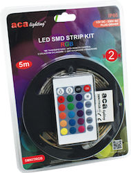 Aca Wasserdicht LED Streifen Versorgung 12V RGB Länge 5m Set mit Fernbedienung und Netzteil