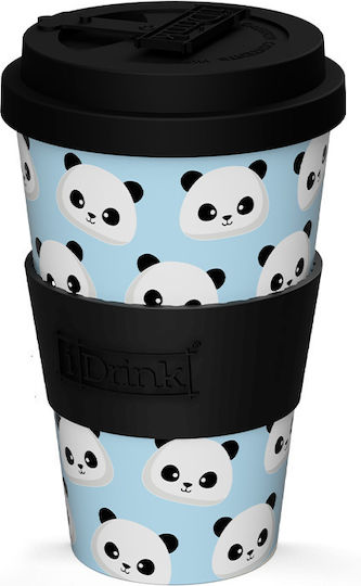 iDrink Panda Чаша Бамбук с Капак Син 435мл