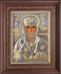 Saint Nicholas with Silver Leaf Coating Silver 49x61cm
