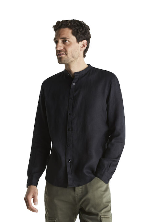 Celio Bamaoflax Long-sleeved Linen Shirt Black