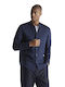 Bamaoflax Long-sleeved Linen Shirt Navy Blue