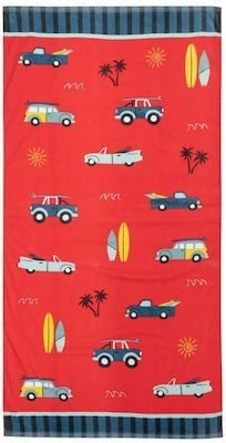 Stephen Joseph Surf's Up Kids Beach Towel Red 152x76cm