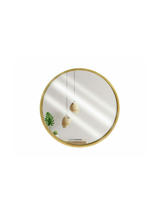 Wall Mirror with Gold Wooden Frame Diameter 50cm 1pcs