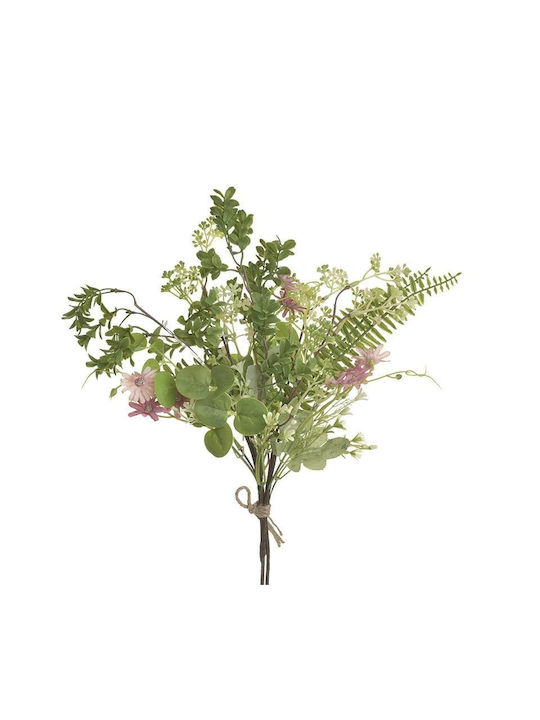 Inart Künstlicher Dekorativer Zweig Green / Pink 45cm 1Stück